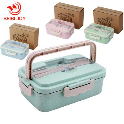 China Sustainable Food Container For Kids Food Bento Box Japanese Biodegradable Lunch Box With Leakproof Compartment Lunch Box Tableware for sale