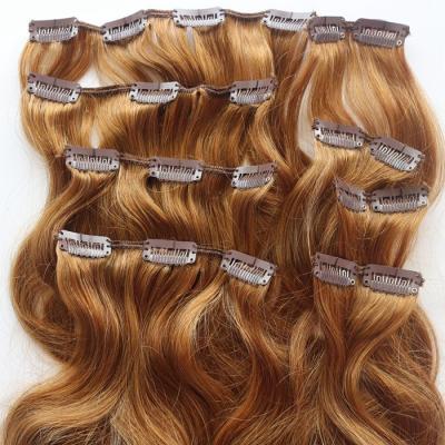 China Silky Straight Wave Wholesale Top quality remy hair clip in curly hair extension in factory Price brown hair extensions for sale