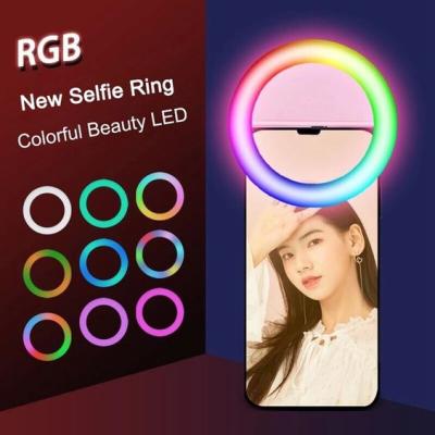 China Mini Customized Logo Led Selfie RGB Ring Light Rechargeable Battery Portable 36 LED Flash Lamp Clip For All Mobile Cell Phone for sale