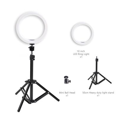 China 10 inch LED Facebook Selfie Phone Ring Light with Mini Ball Head and 50cm Tripod Stand for Youtube Live Stream /Makeup 3 for sale