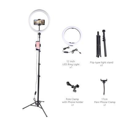 China 12 Inch Selfie Led Ring Light USB Power With Flexible Clamp And Phone Holdefor Phone Live Streaming Photo Video 2 Makeup for sale