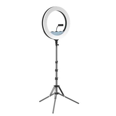 China Hot Sale LCD Screen Make Up Live Streaming Dimmable Big 18 Inch Led Selfie Ring Light With Tripod Stand for sale