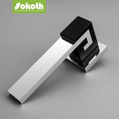 China Modern Bathroom No Battery Necessary Zinc Alloy Chrome Plating Door Lock Handle Set for sale