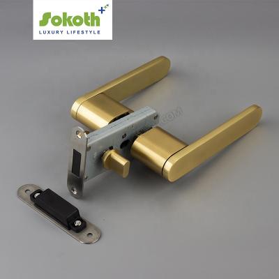 China Privacy Anti-Corrosion Luminous Interior Entrance Modern Bedroom Gold Door Lever Handle for sale