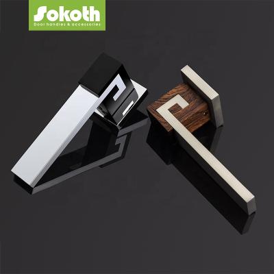 China New anti-corrosion contemporary modern zinc alloy wooden door handle for interior door for sale