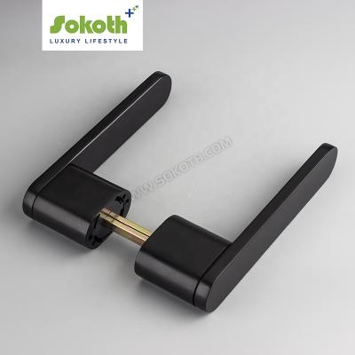 China Best Selling Simple Design Good Plating Zinc Alloy Entrance Matte Black Locking Modern Interior Full Black Door Lock for sale