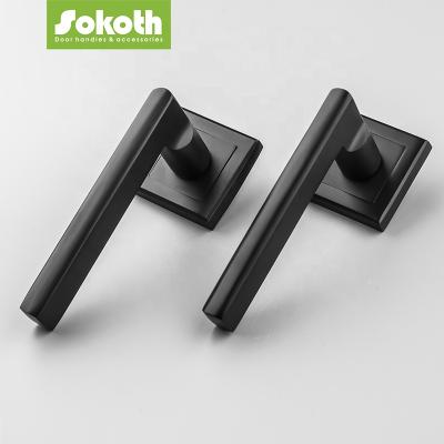 China Anti - Corrosion Black Modern Door Handles With Lock Interior Doors Black for sale