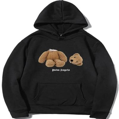 China Autumn Sustainable Clothing For Women Long Sleeve Cute Bear Letter Print Pullover Hoodies Black Hoodies For Women for sale