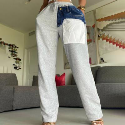 China 2021 Winter Streetwear Casual Pants Washable With Pockets Patchwork Sweatpants Track Jogger Pants Drop Cargo Pants For Women for sale