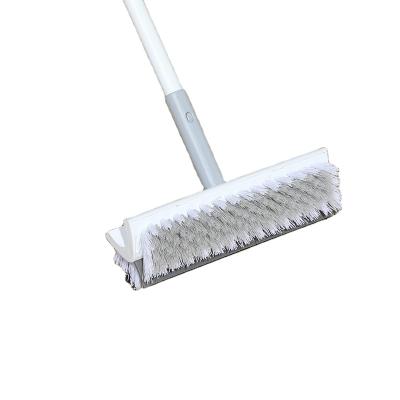 China BOOMJOY Sustainable Soft Bristle Floor Outdeoor Double Floor Scrubber Cleaning Brush And Squeegee With Long Handle for sale