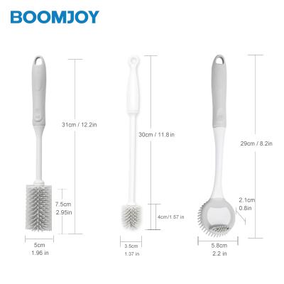 China Wholesale Viable Household Washing Tool 3pcs Silicone Cleaning Brush Mini Bottle Brush Dish Cleaning Cleaning Brush for sale