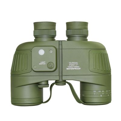 China TELESCOPE High Power Binoculars 10x50 Waterproof Telescope Range Finder With Bak4 Porro Compass Prism FMC Green Film for sale