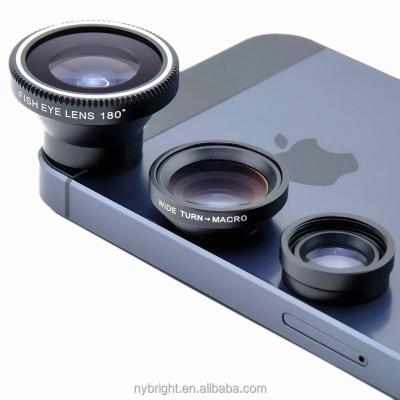 China All Universal Smartphone Clip 3 In 1 Wide Angle 0.67x Macro Fisheye Mobile Phone Camera Lens for sale