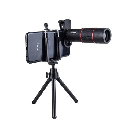 China Newly Design Glass+ABS Aluminum + Optical Universal 20x Telephoto Lens For Mobile Phone With Tripod for sale