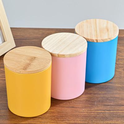 China Home Decoration Cute Spring Spray Tealight Glass Holder With Bamboo Lid for sale