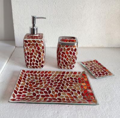 China YIXIN Sustainable High Quality Multicolor Decorative Glass Mosaic Bathroom Accessories Sets 4pcs for sale