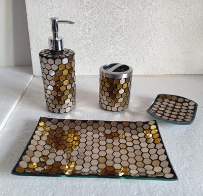 China YIXIN HIGH QUALITY HOUSEHOLD MOSAIC WASH SETS GLASS MOSAIC BATHROOM ACCESSORIES than GLASS MOSAIC BATHROOM SETS for sale