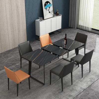 China (Other) Carbon Steel Rock Panel Dining Table Chair Adjustable Dining Table for sale