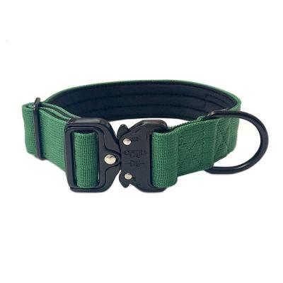 China 4cm Cobra Luxury Durable Adjustable Heavy Duty Buckle Padded Soft Neoprene Padded Double Nylon Dog Collar for sale