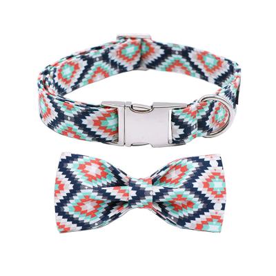 China Custom Viable Printing Dog Collar With Adjustable Bow Bowtie Dog Collar for sale