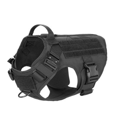 China Padded Heavy Duty Military Tactical K9 MOLLE Training Dog Harness Vest with 2X Metal Buckle and Handle for sale