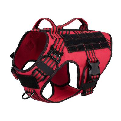 China Custom Adjustable Padded Front Clip No Pulling Molle Heavy Duty Tactical Dog Harness With Handle for sale