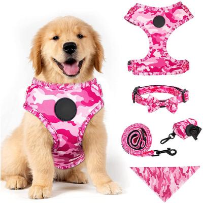 China Wholesale Padded Comfort Teddy Soft Padded Small Dog Collar and Harness Set with Leash Bandana Bow Tie for sale