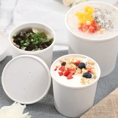 China Biodegradable Wholesale Paper Bowl With Lid High Quality Cheap Paper Bowls And Lids Customize Printing Paper Bowls Food Delivery for sale