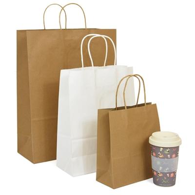 China Recyclable Paper Bags With Your Own Logo Take Away Food Paper Bag Paper Bags With Handle for sale