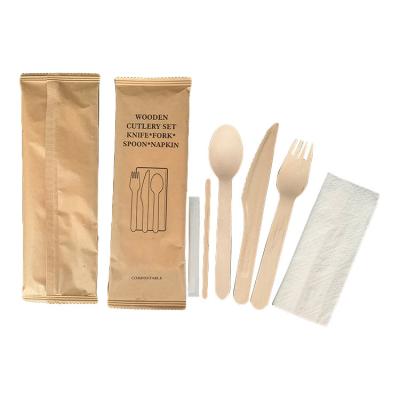 China Biodegradable Economical Custom Design Natural Wooden Cutlery Disposable Birch Wood Cutlery for sale