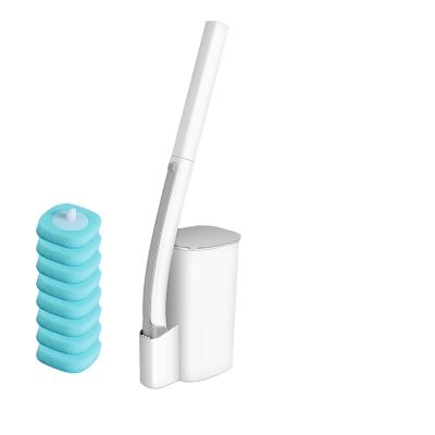 China Sustainable Disposable Toilet Brush and Holder System-Storage Cleaning Holder and 8 Refill Heads for sale