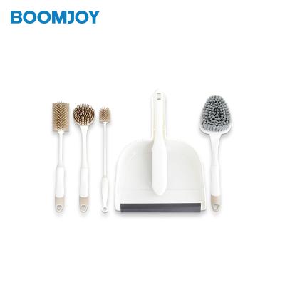 China BOOMJOY Sustainable Home Cleaning Six Pieces Brushes And Dustpan Set Brushes For Bathroom And Kitchen Stained Glass With Good Quality for sale