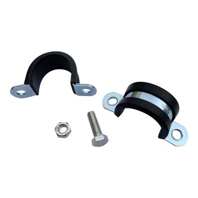 China Carbon Steel Galvanized Rubber Lined U Type U Type Pipe Clamp Galvanized Saddle Pipe Saddle Pipe Clamp Metal Pipe Clamp for sale