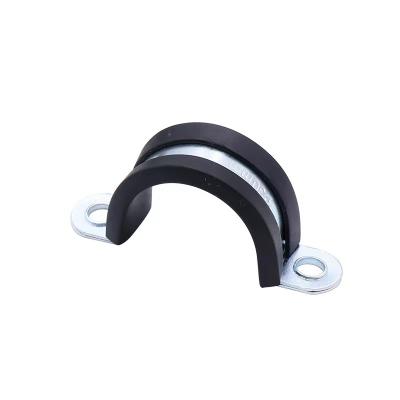 China Carbon Steel Galvanized Rubber Lined U Type Pipe Clamp Mount Horse Circle Saddle Pipe U Type U Type Carbon Steel Galvanized Saddle Clip Band for sale