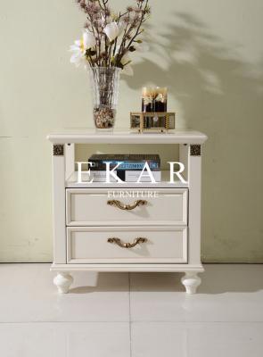 China classic white nightstand with 2 drawers bedsides table for sale