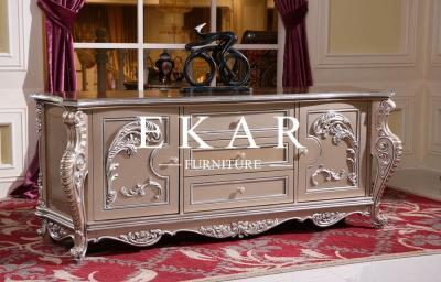 China Classic Wood Carved Cabinet Solid Wood Antique Gold Luxury Tv Stand for sale