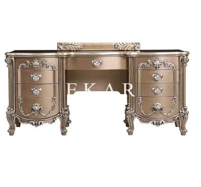 China Luxury Gold Vanity Antique Hand Carved Wooden Dressing Table LS-A133D for sale