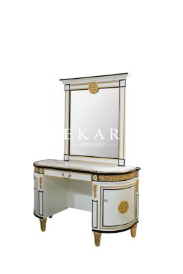 China High Class Bedroom Dressing Desk Curved Gold Mirror FLN-M-ZJ201 for sale