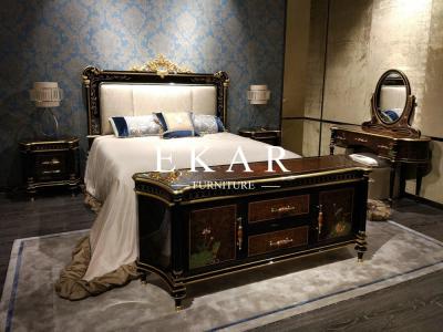 China Lotus Luxury King Size Bed Bedroom Furniture Bedroom Set Solid Wood Bed for sale