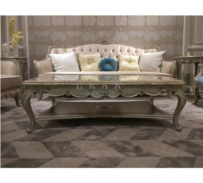 China Luxury Elegant Hand Carved Marble Top With Wood Top Coffee Table For Sale for sale