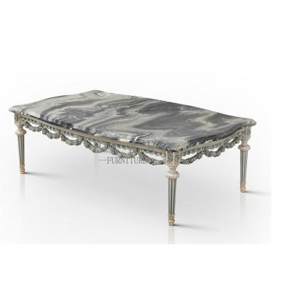 China Marble Top Solid Wood Coffee Table Design Hand Carved Rose Table for sale