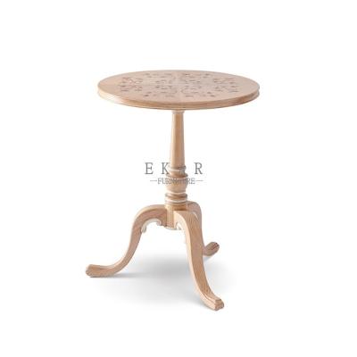 China Classic Design Ash Wood Corner Living Room Elegant Round Side Table for sale