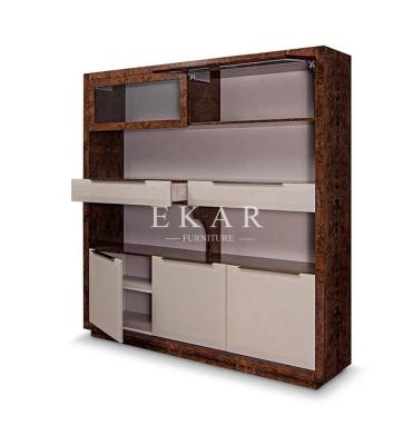 China Wood Veneer Leather Designer Preferred Book Shelf Bookcase W001S26B for sale