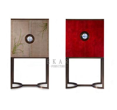 China Retro Design Living Room Metal Base High Storage Cabinet for sale