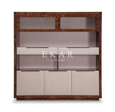 China Wood Veneer Leather Designer Preferred Book Shelf Bookcase for sale