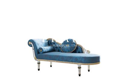 China High Quality Luxury Italian Chaise Lounge Sofa Blue Velvet Love Seat Chaise for sale