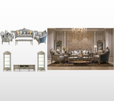 China Elegant Wood Luxury Carved European Living Room Furniture Set for sale