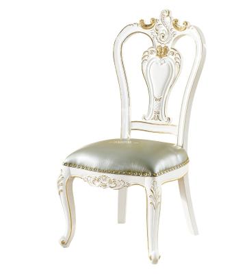 China French Style Elegant White Wooden Leather Dining Chair for sale