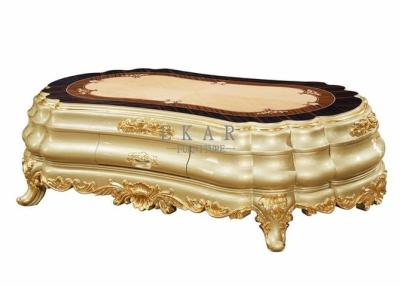 China French Luxury Center table Gold Storage Carved Wooden Coffee Table for sale