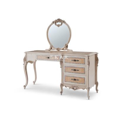 China Classic Hand Carved Luxury Wooden Dressing Table With Mirror for sale